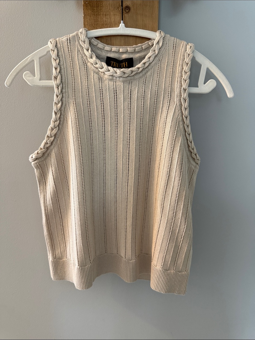 Truth Braided-Trim Knit Tank in Cream
